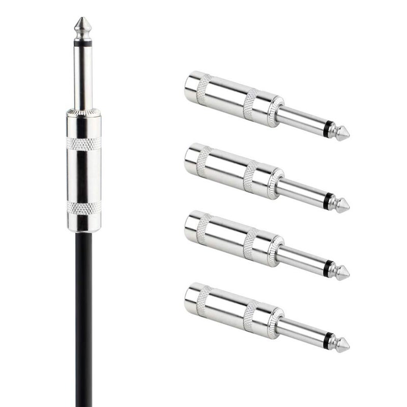 GiantBee 1/4" Audio Plugs 6.35mm Plug TS Male 1/4 inch Solder Type Mono Plug Straight Design Connector for DJ Mixer Speaker Guitar Cables Phono Patch Cable Microphone Cables (5 Pack) GiantBee (Straight TS) - Image 5